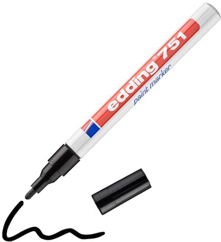 edding 751 Lackmarker - schwarz - 1 Stift - Rundspitze 1-2 mm - Lackstift zur Markierung und Beschriftung von Metall, Glas, Stein oder Kunststoff - hitzebeständig, permanent, wischfest