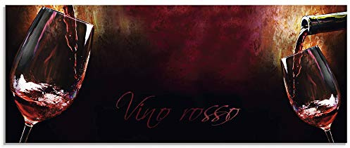 ARTland Wanddeko Glasbilder Wandbild Glas Bild einteilig 125x50 cm Querformat Rotwein Lounge Bar Restaurant Italien Wein Kunst Malerei T5PV