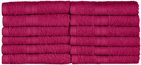 NatureMark Asciugamani per ospiti – Confezione da 12 (30x50 cm), 100% cotone, certificazione Oeko-Tex, morbidi, assorbenti e facili da curare – Per bagno, ospiti e spa – Colore Rosa Pink