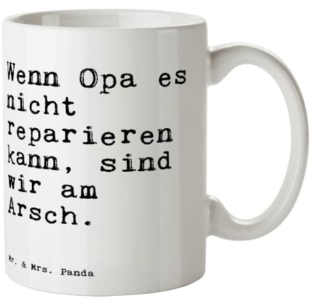 Mr. & Mrs. Panda Tasse Wenn Opa es nicht... - Geschenk, Papa, Opi, Sprüche, lustige Sprüche, Büro Tasse, Becher, Teebecher, Weisheiten, Kaffeetassen,