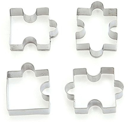 4Pcs Stainless Steel Cookie Puzzle Shape Cake Fondant Cutter Mold Pastry Baking Mould Biscuit Cutters Molds