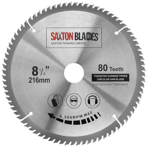 TCT21680T Saxton TCT Circular Wood Saw Blade 216mm x 30mm Bore x 80T for Bosch Makita Dewalt