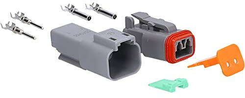 Kalitec 2 Polig DEUTSCH DT Steckverbinder Set - Wasserdicht IP68 Stecker | KFZ Stecker f$r Motorrad & Auto - Leiterquerschnitt 0,75-2 mm$ - Robuste Verbindung aus PA-GF - DT-Serie Anschlussstecker