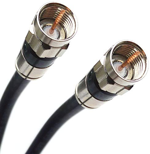 PHAT SATELLITE 200ft Black Triple Shield Indoor Outdoor RG-6 Coaxial Cable Nickel-Brass Connector 75 Ohm (Satellite TV, Broadband Internet, Ham Radio, OTA HD Antenna Coax) Assembled in USA
