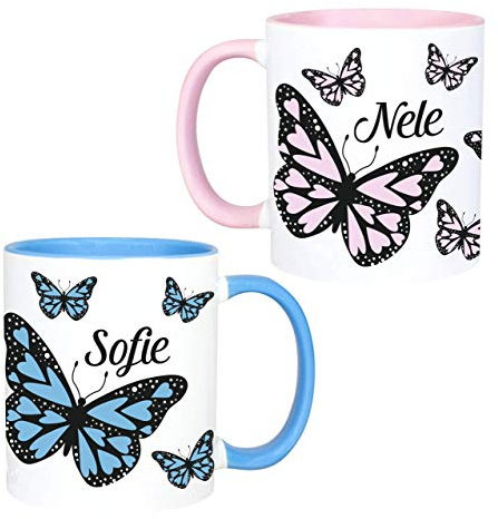 MissRompy Schmetterling (794) KinderTasse mit Name Tasse Namentasse Becher Kinderbecher