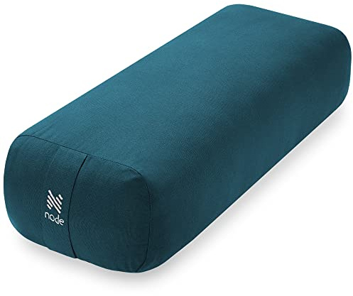 Node Fitness Yoga Meditation Cushion, 25 x 12 Rectangular Bolster with Organic Cotton Cover - Teal
