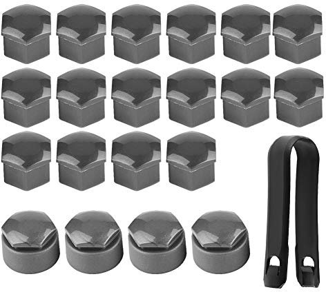 Cache Ecrou Jante, 17mm Cache Ecrou Antivol Rond, 20 Pièces Capuchons De Couvercle De Boulon D'écrou De Roue Avec Clips Pour (Gris)