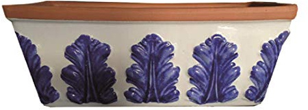 Generico CASSETTA BLU BIANCA (SET 3 PEZZI) IN CERAMICA VIETRI DIPINTA A MANO; LUNGHEZZA CM. 26, LARGHEZZA CM. 15,5, ALTEZZA CM. 13,5 VASO FIORIERA TERRACOTTA