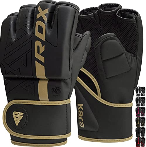 RDX MMA Gants d'entraînement, Maya Hide Cuir, Kara Boxe Mitaines pour Grappling Sparring, Ventilé Paume, Protection Poignet Main, Kickboxing Muay Thaï Arts Martiaux Cage Combat Gloves, Homme Femme