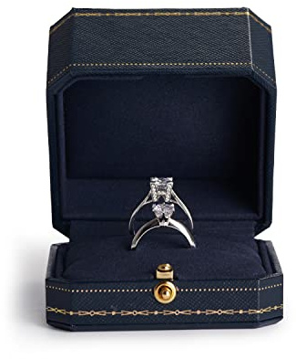 Oirlv Achteckige hochwertige Schmuckschatulle PU-Leder Geschenkverpackung Theke Display Schmuck Aufbewahrungsbox (Doppelring-Box)