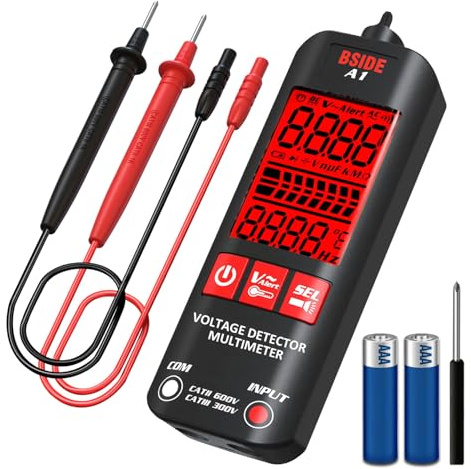 BSIDE Smart Digital Multimeter Messgerät Tester 2000 Konten Spannungsprüfer Widerstand Frequenz Kontinuität V-Alert Kabel Live mit Taschenlampe