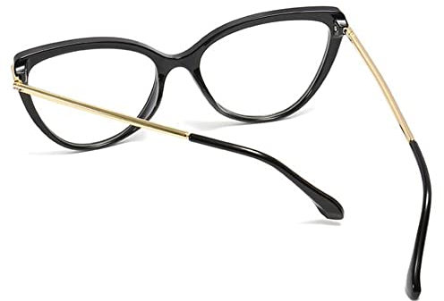 XUAN Katzenauge Lesebrille Für Damen Blaulichtfilter Brille Übergroße Computerbrille Cateye Lesebrille Mode Vollrahmen Lesebrille Mit Federscharnier (Color : Black, Size : +3.0)