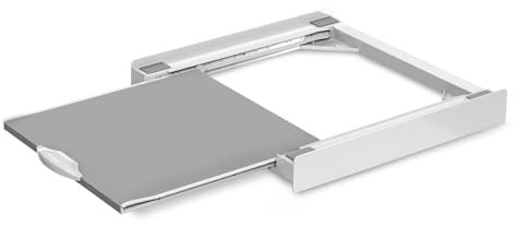 Meliconi Base Torre Evo L60, Kit di Sovrapposizione Lavatrice Asciugatrice Universale, Supporto Premontato con Ripiano Estraibile in Legno, Cinghia di Sicurezza Inclusa, Portata 250 Kg, Bianco