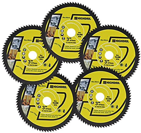 HIGHDRIL Disque HSS pour Métal - 75mm x 5 Disques à Tronçonner pour Métal Doux Cuivre Aluminium Bois Plastique