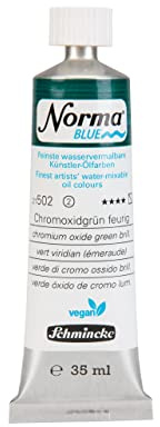 Schmincke - NORMA Blue, 21502009, fina akvarelloljor för konstnärer, högpigmenterade, ljusbeständiga, veganer, erde kromoxid lum, 35 ml