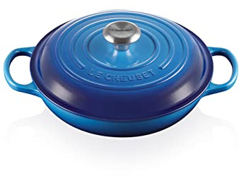 LE CREUSET Signature Sh.Casserole/braiser 26cm Azure Blue SS Knob