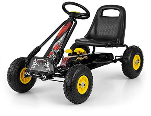 Milly Mally Thor – Sportlicher Pedalgokart für Kinder, Verstellbarer Schalensitz, Handbremse, aufblasbare Räder, Alter 3-8 Jahre