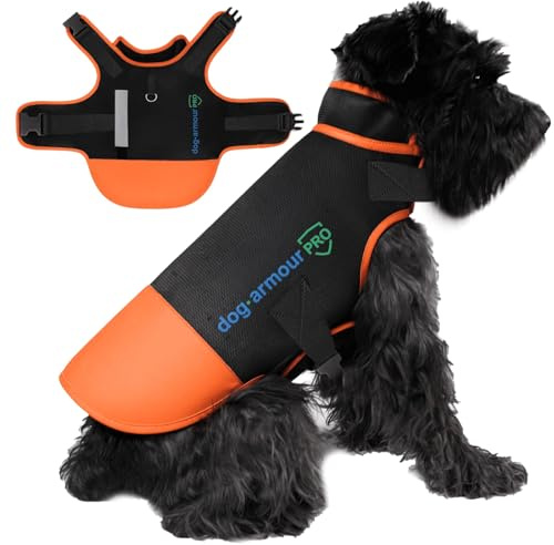 Dog Protection Vest Against Attacks – Anti Bite & Anti Penetration Dog Vest for Coyotes, Aggressive Dogs & Birds of Prey – Adjustable, Waterproof & Reflective (XS, Orange)