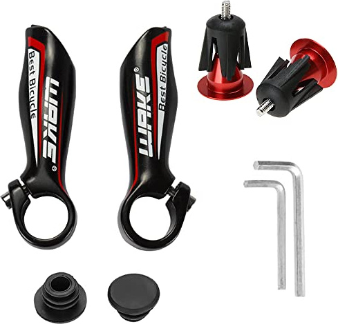 CYSKY 1 Paire Poignées de Guidon de Vélo 22,2mm et Bouchons d'Extrémité de Guidon, pour VTT, BMX, vélo de Montagne, vélo de Route (Rouge)