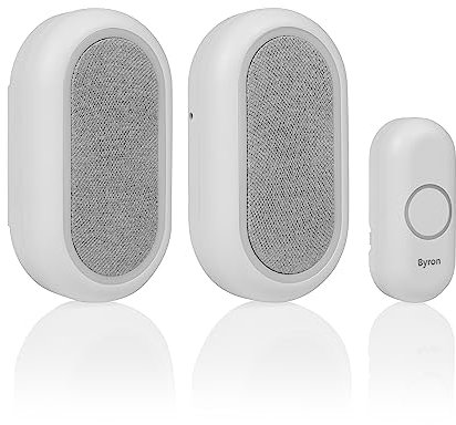 Byron Wireless Doorbell Set – Multi-Colour Visual Alert – Mute Function – 200m Range – 16 melodies – Portable – DBY-23564BS