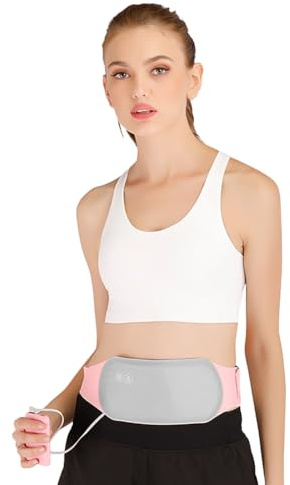 Perioden Wärmegürtel Tragbar Menstruationswärmegürtel Mmassage Rückenwärmer 3 Wärmestufen Menstruation Heizkissen Dünn Waschbar Taillenwärmer USB Menstruationsheizkissen für Frauen gegen Krämpfe Grau