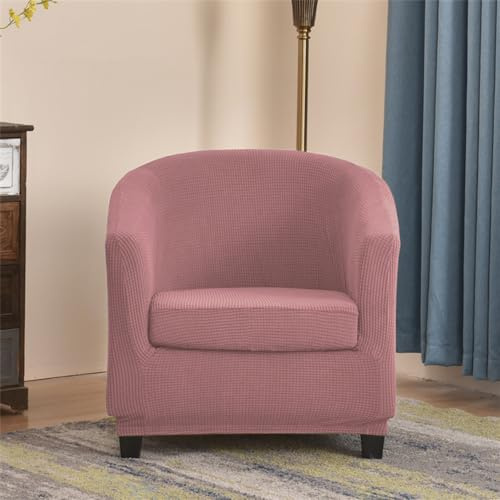 Highdi Sesselschoner Einfarbig Sesselüberwurf Jacquard Kariert 2-Teilig Sesselbezug Universal Elastisch Sesselhusse, Bezug für Cocktailsessel Clubsessel Loungesessel (Rosa)