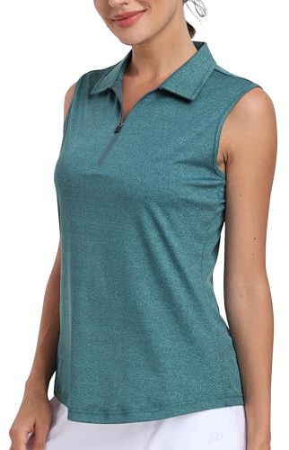 MoFiz Women Golf Polo Shirts Sleeveless Casual Sports Tennis Golf Top | Breathable, Quick-dry, Sleeveless Top, 1/4 Zip, Golf Shirt, Tennis, Horse Riding, Gym, Office, School, Daily Casual Wear.