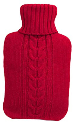 minkissy Wärmflaschenbezug Aus Gummi Und Acrylfasern Strickbezug Für Wärmflasche Ca Farbe Rot Schützt Haut Vor Direkter Hitze