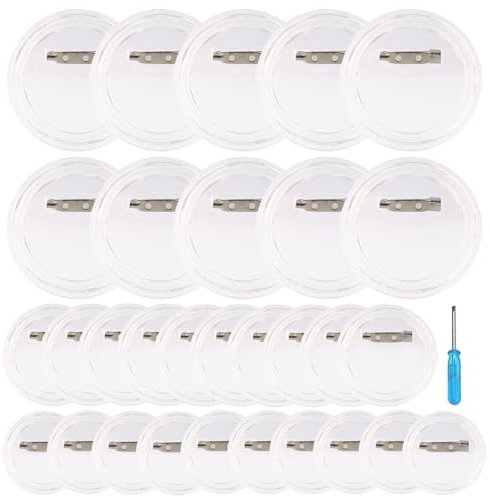 30 Stück Buttons Selber Machen Ohne Buttonmaschine, 38/45/59 mm Buttons Anstecker Selber Machen, Buttons zum Selbstgestalten, Acryl Design Button Abzeichen, Transparente Button zum Selber Gestalten