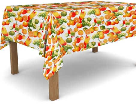Banzaii Tovaglia Plastificata 140x100 cm, Copritavolo Antimacchia in PVC da Esterno e Interno Facile Da Pulire Nella Misura Che Vuoi - Frutti Colorati