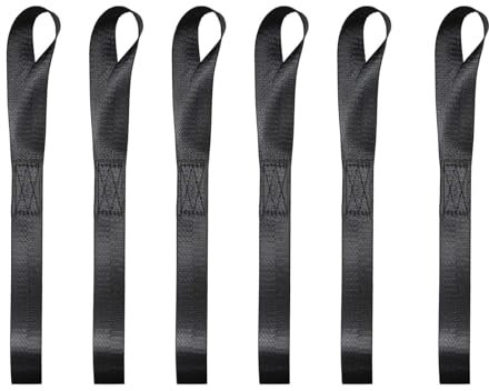 GIONAR 6 anelli di ancoraggio, portata 500 kg, lunghezza 200 mm, larghezza 25 mm, cinghia di ancoraggio, cinghia di tensione, per il trasporto di moto, biciclette, moto da spiaggia, colore nero