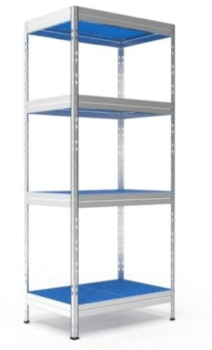 Steinbock Lebensmittelregal GN-1/1 | HxBxT 180 x 75 x 50 cm | Silber | 600 kg Tragkraft | Steckregal mit 4 Böden á 150 kg Fachlast | Gastroregal für indirekten Lebensmittelkontakt | Made in EU
