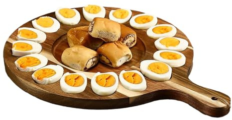 Salyeeluly Plato para Huevos Rellenos | Fuente de Huevos para Huevos Rellenos | Bandeja De Huevos Rellenos 16 Agujeros | Tabla de Embutidos Reversible con Asa, Plato de Huevo