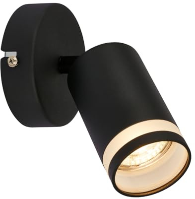 BRILONER - Wandleuchte innen mit seitl. Lichtauslass, schwenkbar, GU10, Leselampe, Wohnzimmerlampe, Lampe, Wandlampe, Küchenlampe, Flurlampe, Schlafzimmer, Wandbeleuchtung, 8x16 cm, Schwarz
