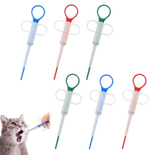 stroyayo Tablettengeber für Katzen,6 Stücke,Haustier Medikamenten,Feeder Tablette Feeder,für Katzen Hunde Kleine Tiere Schützt Zähne und Zahnfleisch 3 Farben(Blau,Grün,Rot)