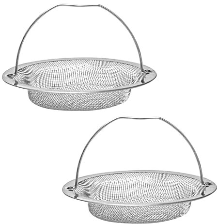 JASFLY 2 Pieces Stainless Steel Sink Drain Strainer, Diameter 11 cm for Kitchen Sink with Handle, Kitchen Sink Filters Can Be Used in Kitchen or Bathroom