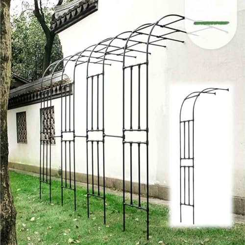 Metall-Gartenbogen zum Klettern von Rosen, Reben, einfache Montage, Außenwand, Rankgitter, Stützgestell, schwarzes Halbbogen-Design, 220 x 240 cm