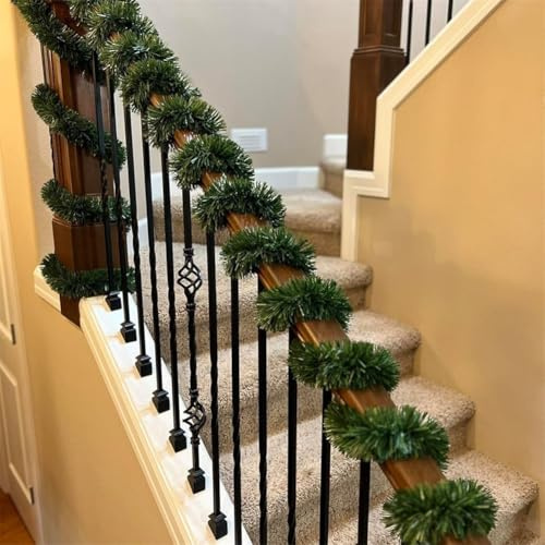20 m lange Weihnachtsgirlande, künstliche Rebe, weich, grün, klobige Kieferngirlanden für Treppe, Haustür, Garten, Hof, Weihnachtsbaumdekoration