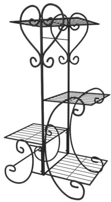 Support de plantes vintage en métal avec 4 étagères Noir Échelle de fleurs pour intérieur et extérieur Demi-arche Pot de fleurs pour plantes grimpantes et plantes en pot Parfait pour terrasse, porche