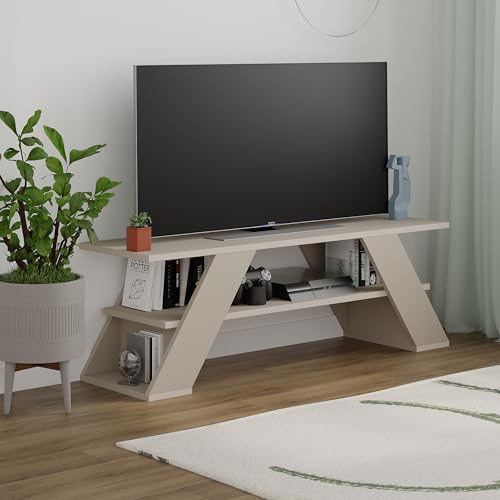 HOCUS PICUS TV Unit, 120x40x33cm, Sandstone | Livingroom up to 48 TV's, Easy to Assemble and Clean