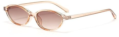 Long Keeper Retrò Occhiali Da Sole Ovali Donna Uomo Vintage Anni 90 Occhiali Da Sole Piccoli Occhi Di Gatto Moda UV400 (Champagne marrone chiaro)
