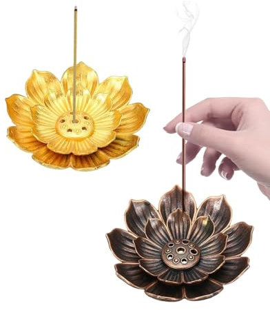 TPZORJX porta incenso,2 pcs bruciatore incenso,per Bastoncini Bruciatore Incenso in Metallo Bruciatore Lotus Censer Brucia Incenso con Raccoglitore Cenere per Decorazioni la Casa e lo Yoga