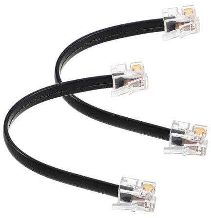 Vaguelly 2pcs Short Panel Connection Cable Flat Telephone Line Male to Male for Home Office