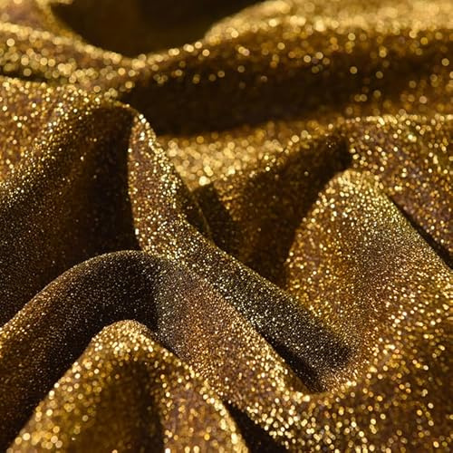 WANYI Tüllstoff Meterware 2M x 1.5M Glitzerstoff Glitzer Stoffe zum Nähen Dekostoff Hintergrund für DIY Bekleidung Fotowand Dekoration(Gold)