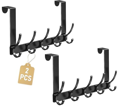 MIVITOOM 2 Pack Over The Door Hook, Stainless Steel Clothes Hangers with Rust Resistant Finish, Over Door Hanger for Coat, Towel, Bag, Robe