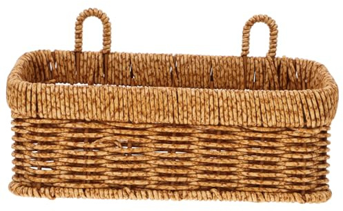 SOLUSTRE Hängekorb Für Die Küche Aus Kunststoffrattan Mit Griff Geflochtener Aufbewahrungskorb Zum Aufhängen Für Zwiebeln Knoblauch Obst Und Gemüse Wandkorb Für Küche Und Haushalt
