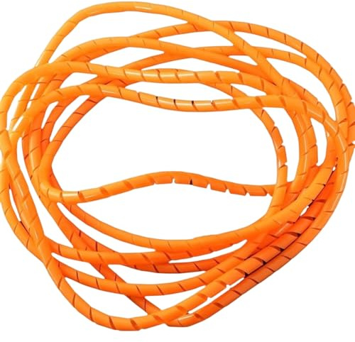 Spiralkabelhülle, 6 mm 10 mm Drahtwickelrohr, Schlauchorganisator, Kabelschutz, Leitungsmanagement, Mantelbündel, Rohrwickelbänder, 1 Stück(Orange,10mm ID 5 Meter)
