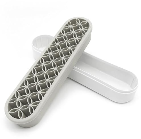 Soporte para brochas de maquillaje, organizador de brochas de silicona, soporte de almacenamiento para tijeras, pintura, bolígrafos, marcadores cosméticos (21 cm, gris)
