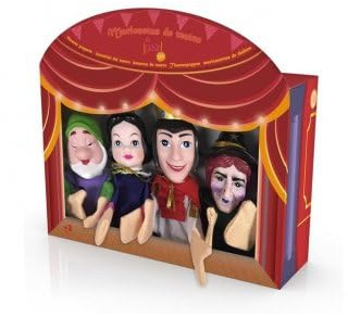 cavernedesjouets Set 4 marionnettes a Main Conte : Blanche Neige, Nain, Prince, Reine - Personnages Theatre Enfant, Histoires - Set Jouet et Carte