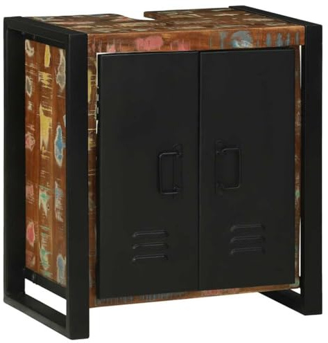 KTHLBRH Mobile lavabo rustico in legno di colore marrone con pratico contenitore e design rettangolare per bagni interni